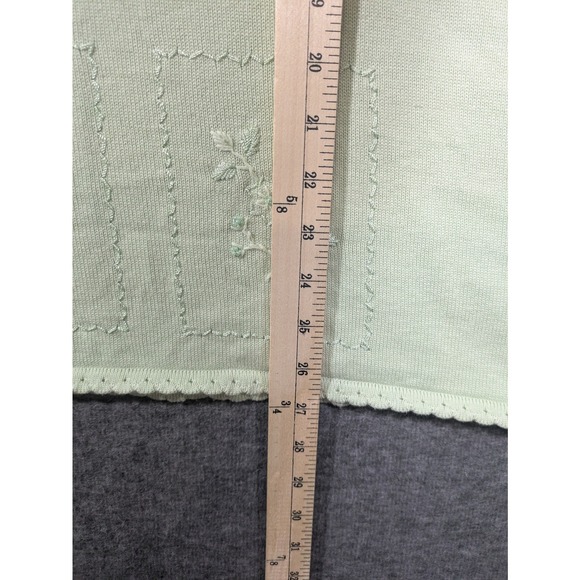 Alfred Dunner Mint Green Embroidered Floral Sweater Short Sleeve Shirt Size 1X - Picture 3 of 6